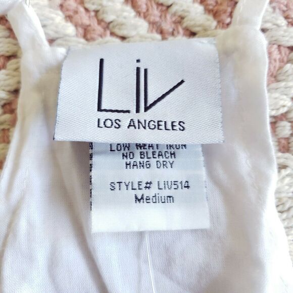 LIV Los Angeles racerback white sleeveless tank cami lace shorts romper Sz M NEW - Picture 6 of 7